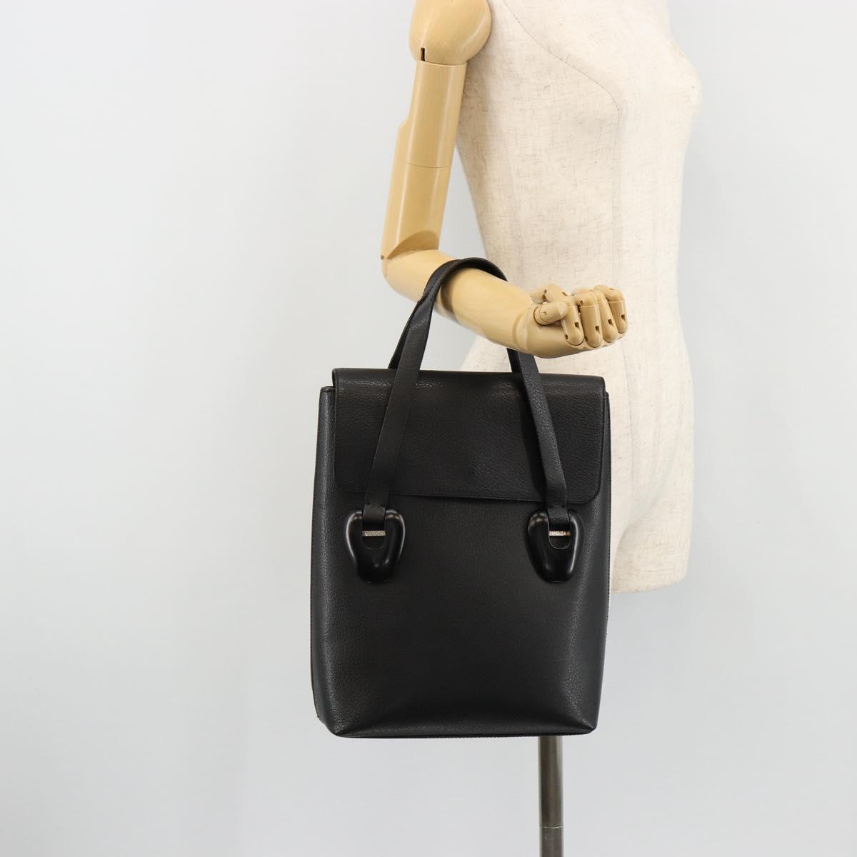 GUCCI Hand Bag Leather Black Silver 002 123 0452 Auth bs35148