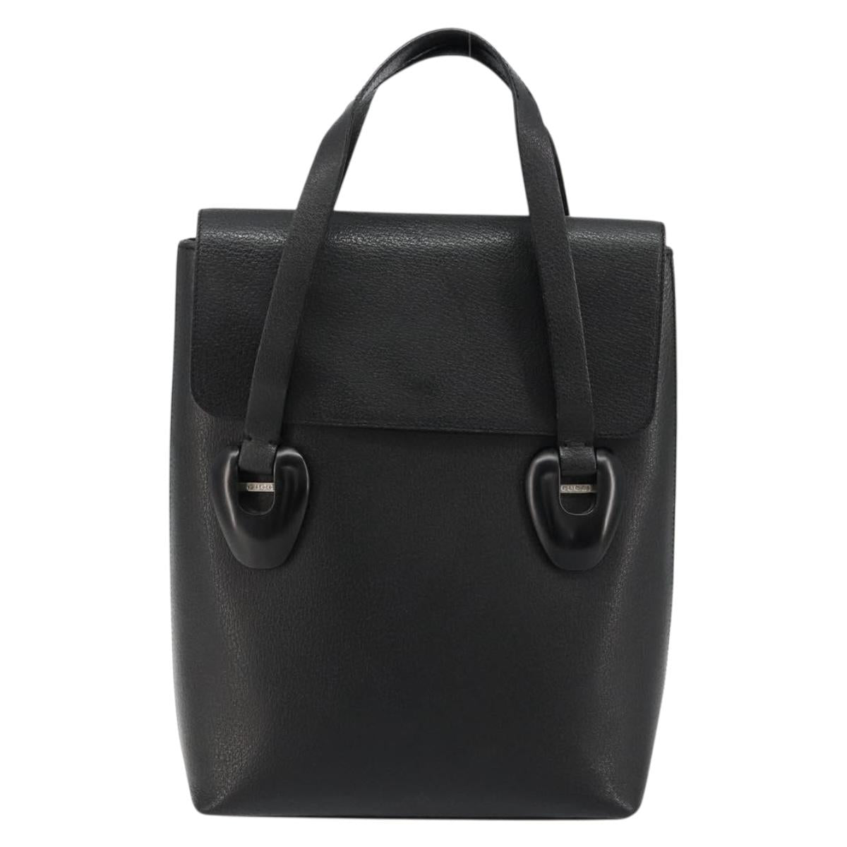 GUCCI Hand Bag Leather Black Silver 002 123 0452 Auth bs35148