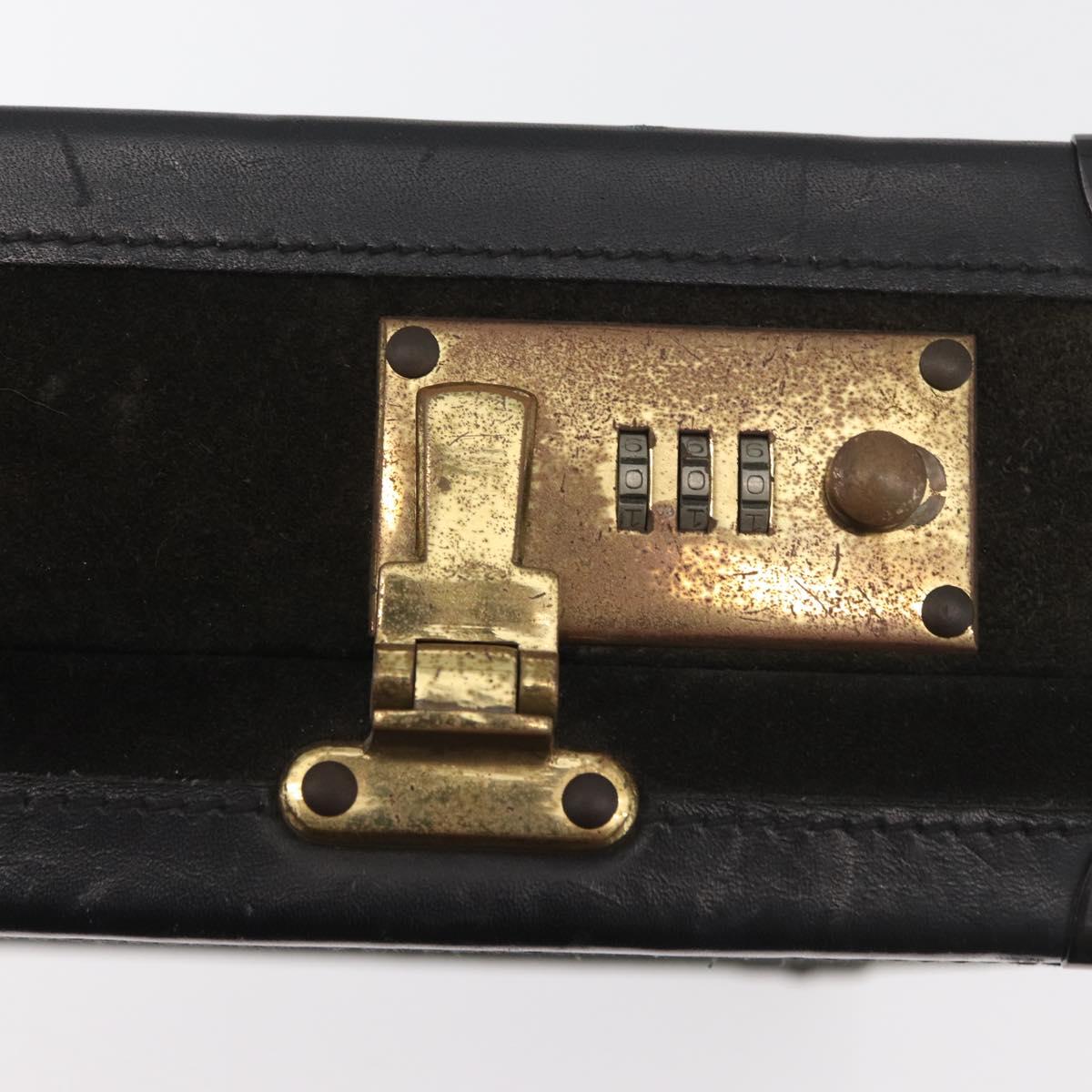 MCM Trunk Suede Black Gold Auth bs35151