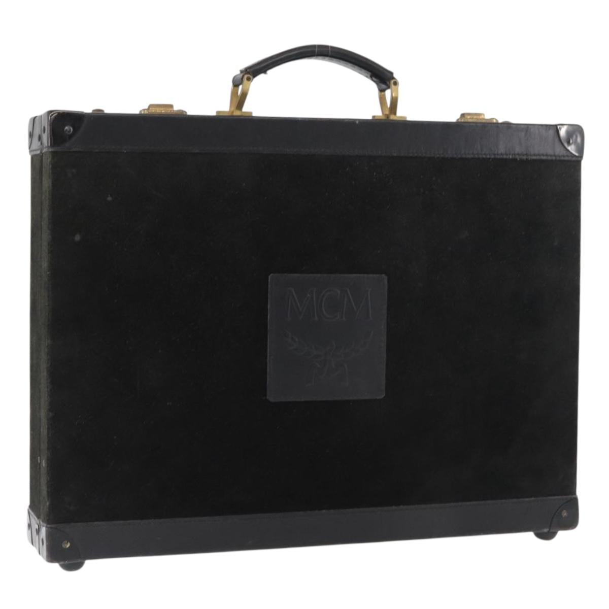 MCM Trunk Suede Black Gold Auth bs35151