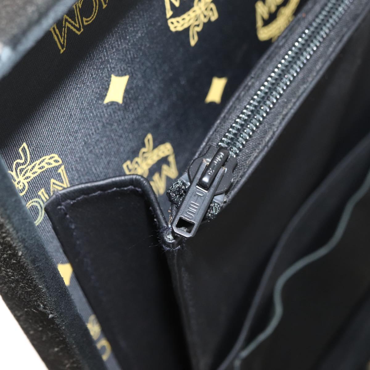MCM Trunk Suede Black Gold Auth bs35151