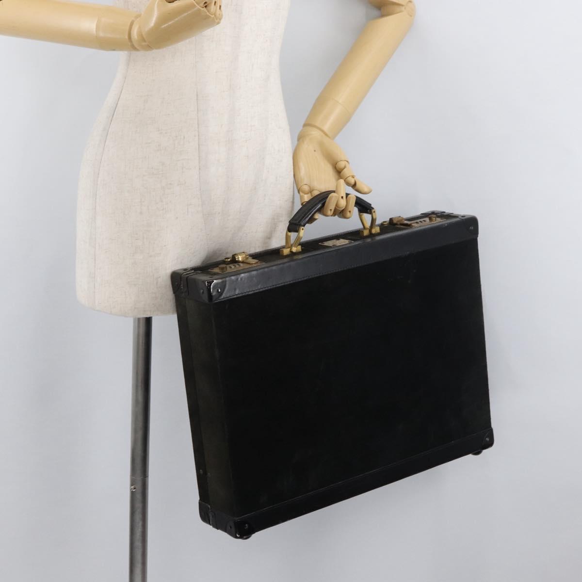 MCM Trunk Suede Black Gold Auth bs35151