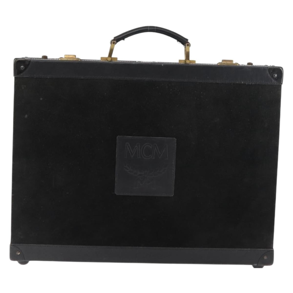 MCM Trunk Suede Black Gold Auth bs35151