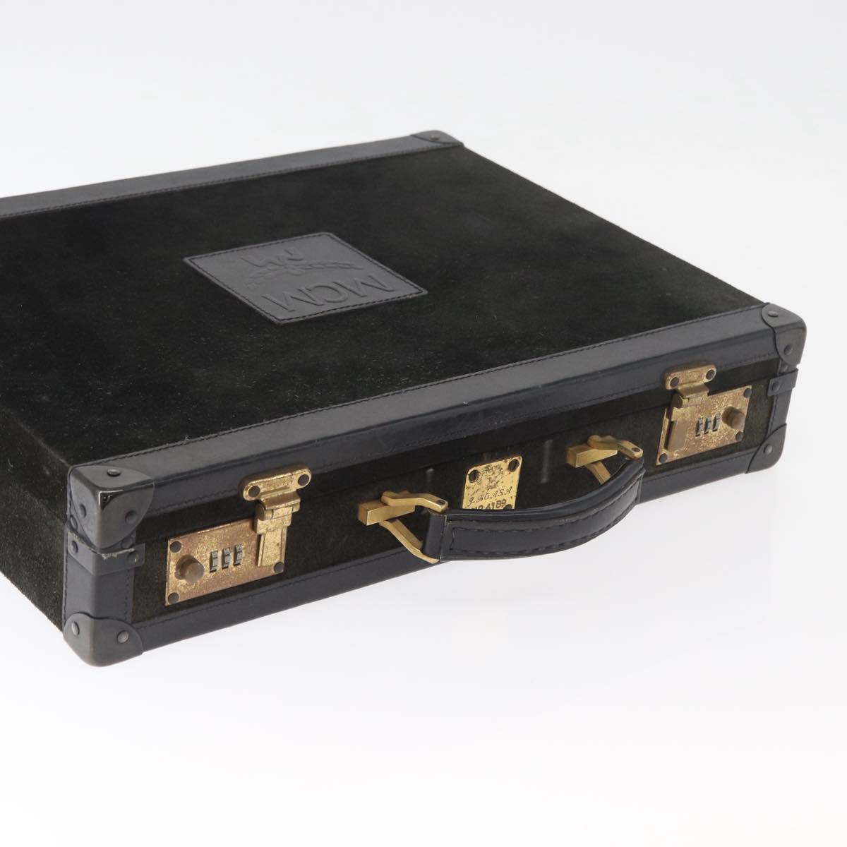 MCM Trunk Suede Black Gold Auth bs35151