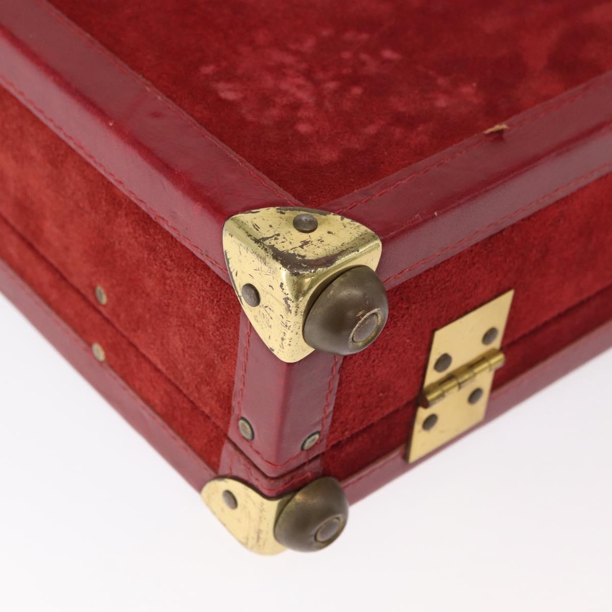 MCM Trunk Suede Red Gold Auth bs35152