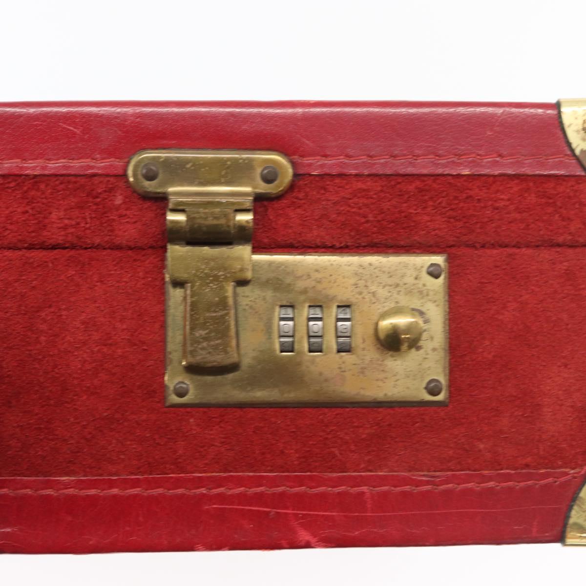 MCM Trunk Suede Red Gold Auth bs35152