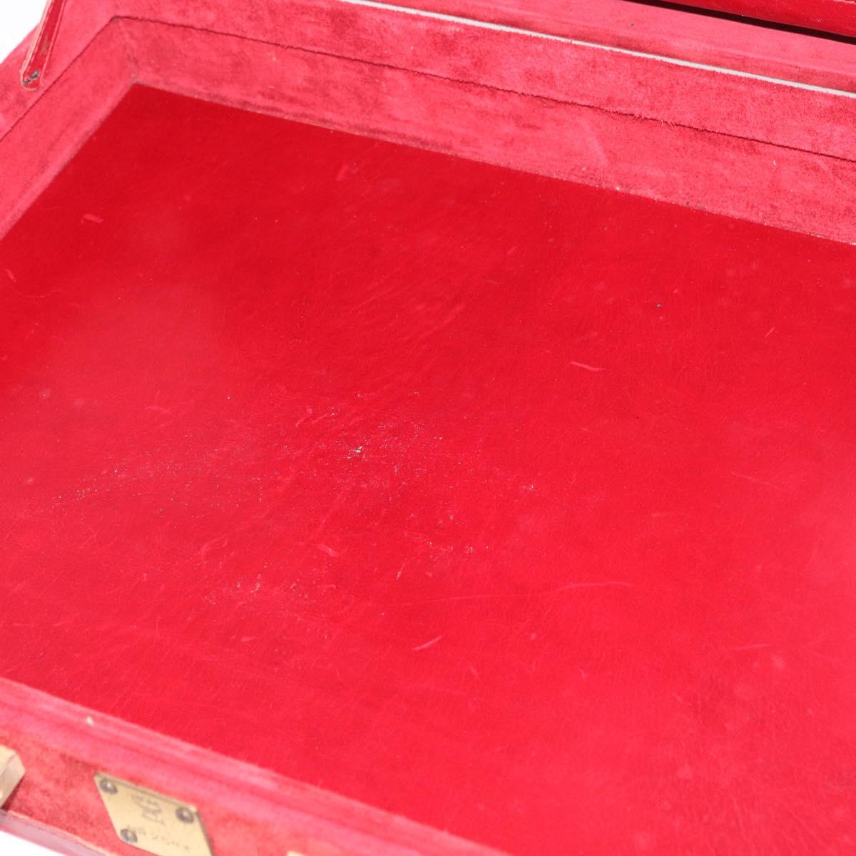 MCM Trunk Suede Red Gold Auth bs35152
