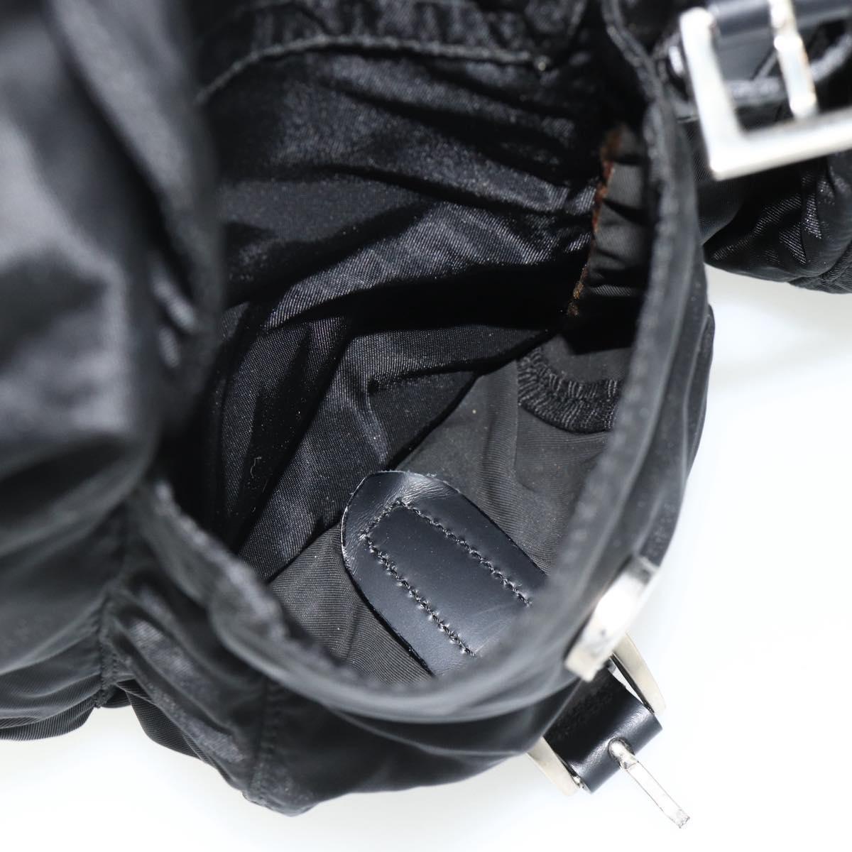 PRADA Backpack Nylon Black Silver Auth bs35153