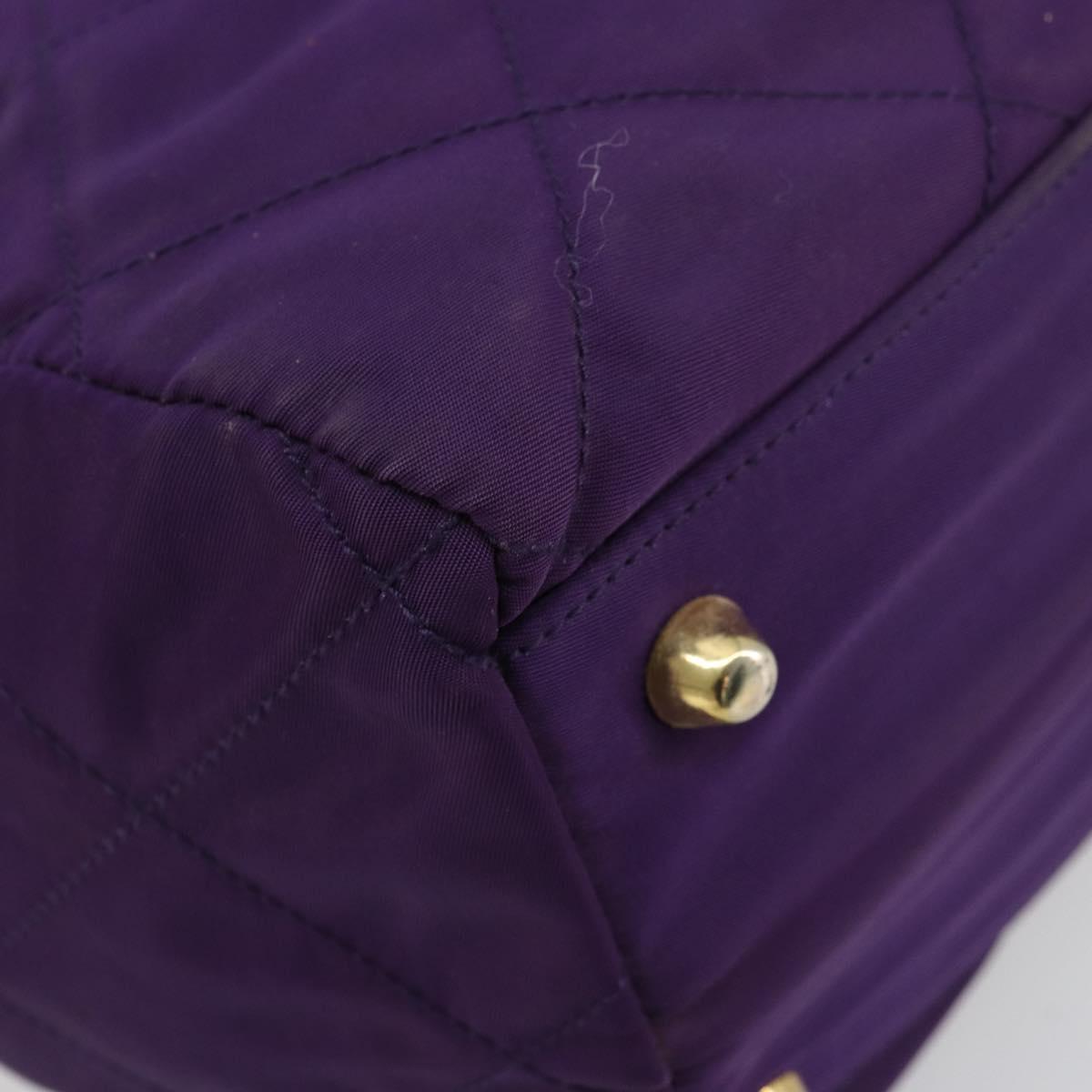 PRADA Chain Hand Bag Nylon Purple Gold Auth bs35155