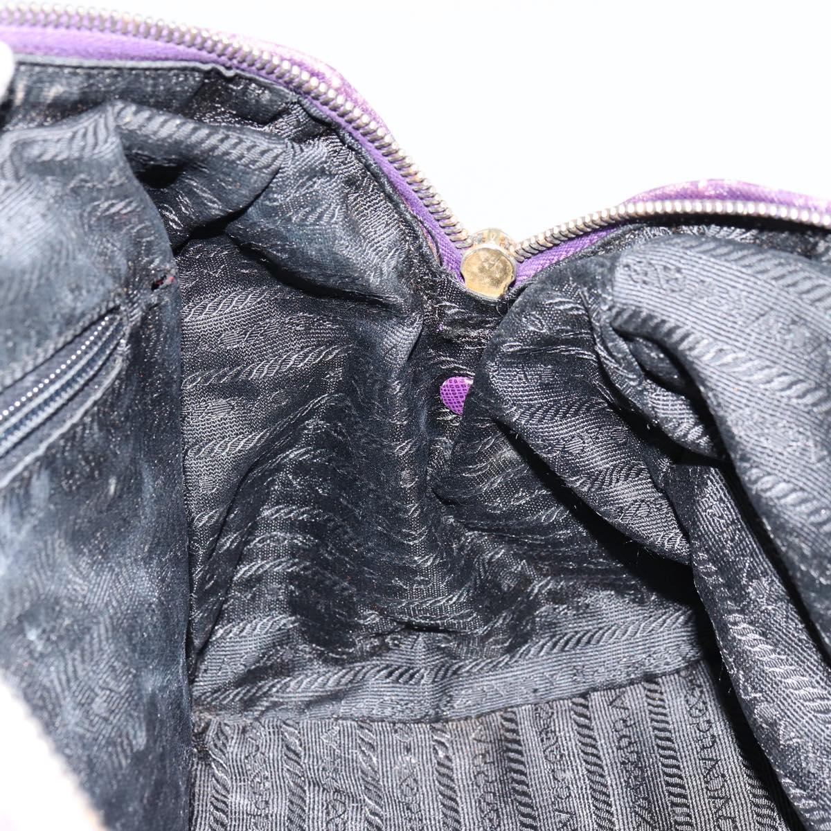 PRADA Chain Hand Bag Nylon Purple Gold Auth bs35155