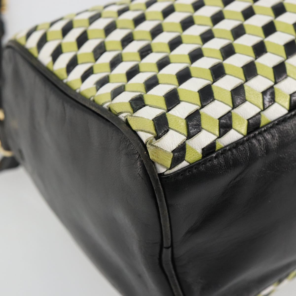 PRADA Shoulder Bag Leather Yellow Gold Auth bs35156