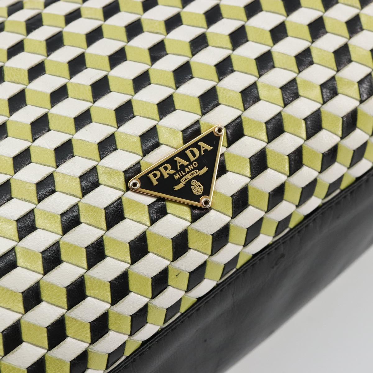 PRADA Shoulder Bag Leather Yellow Gold Auth bs35156