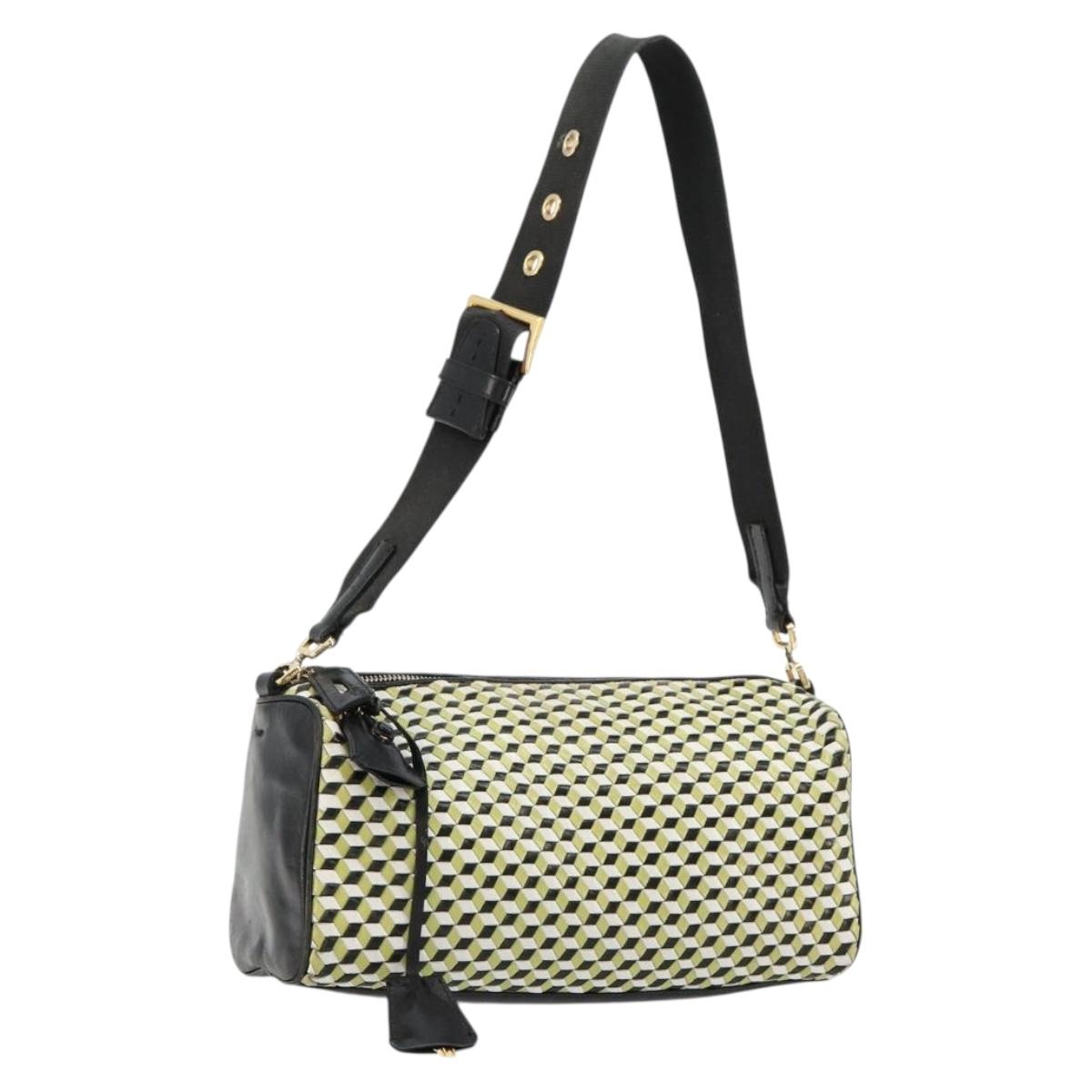 PRADA Shoulder Bag Leather Yellow Gold Auth bs35156