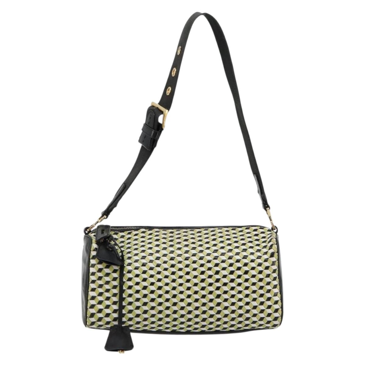 PRADA Shoulder Bag Leather Yellow Gold Auth bs35156
