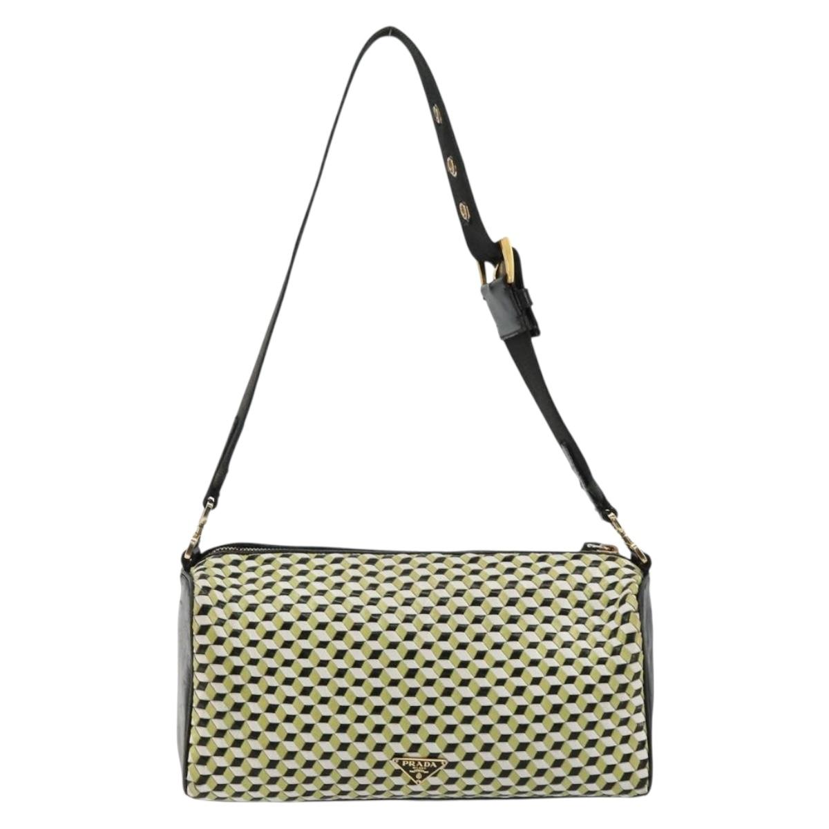 PRADA Shoulder Bag Leather Yellow Gold Auth bs35156