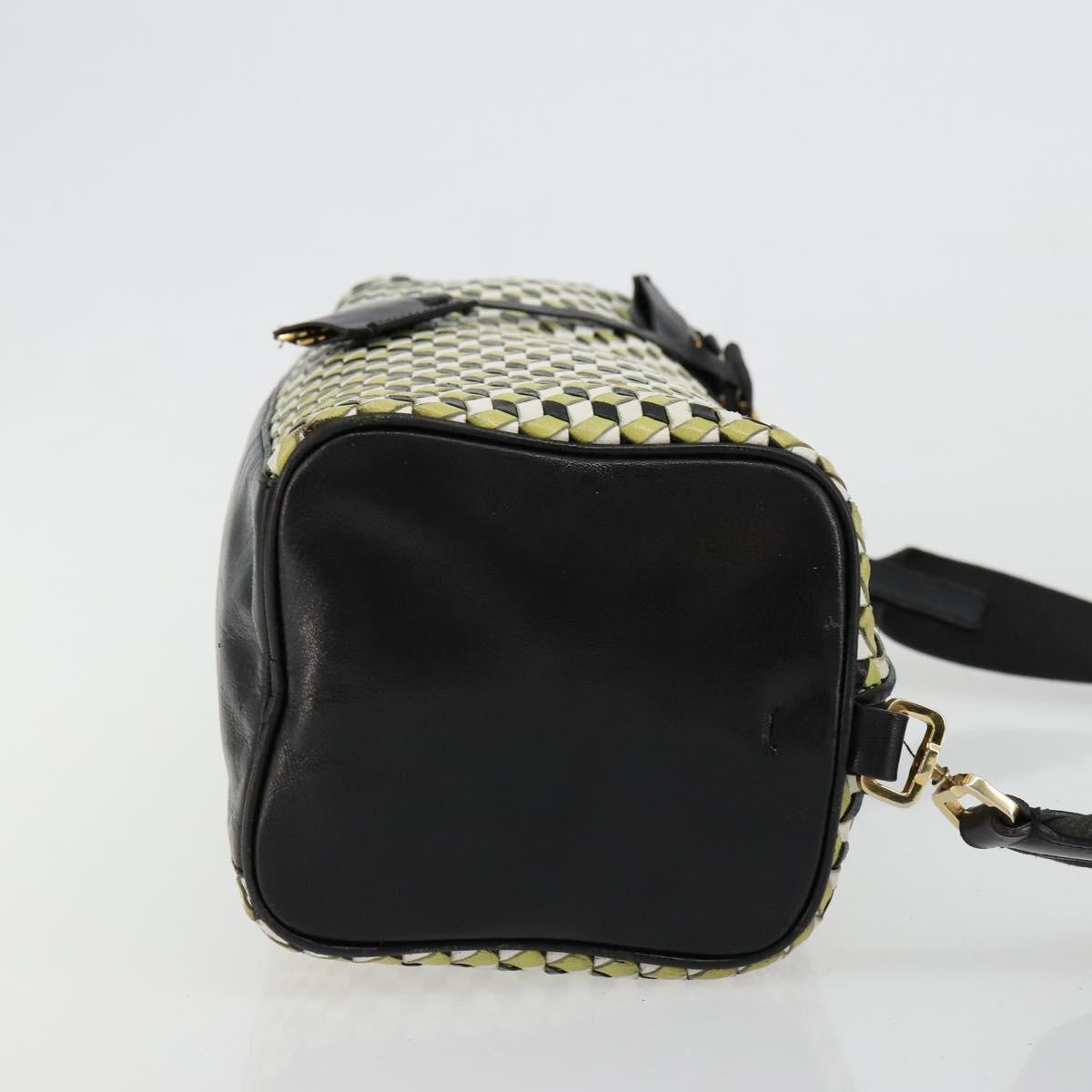 PRADA Shoulder Bag Leather Yellow Gold Auth bs35156