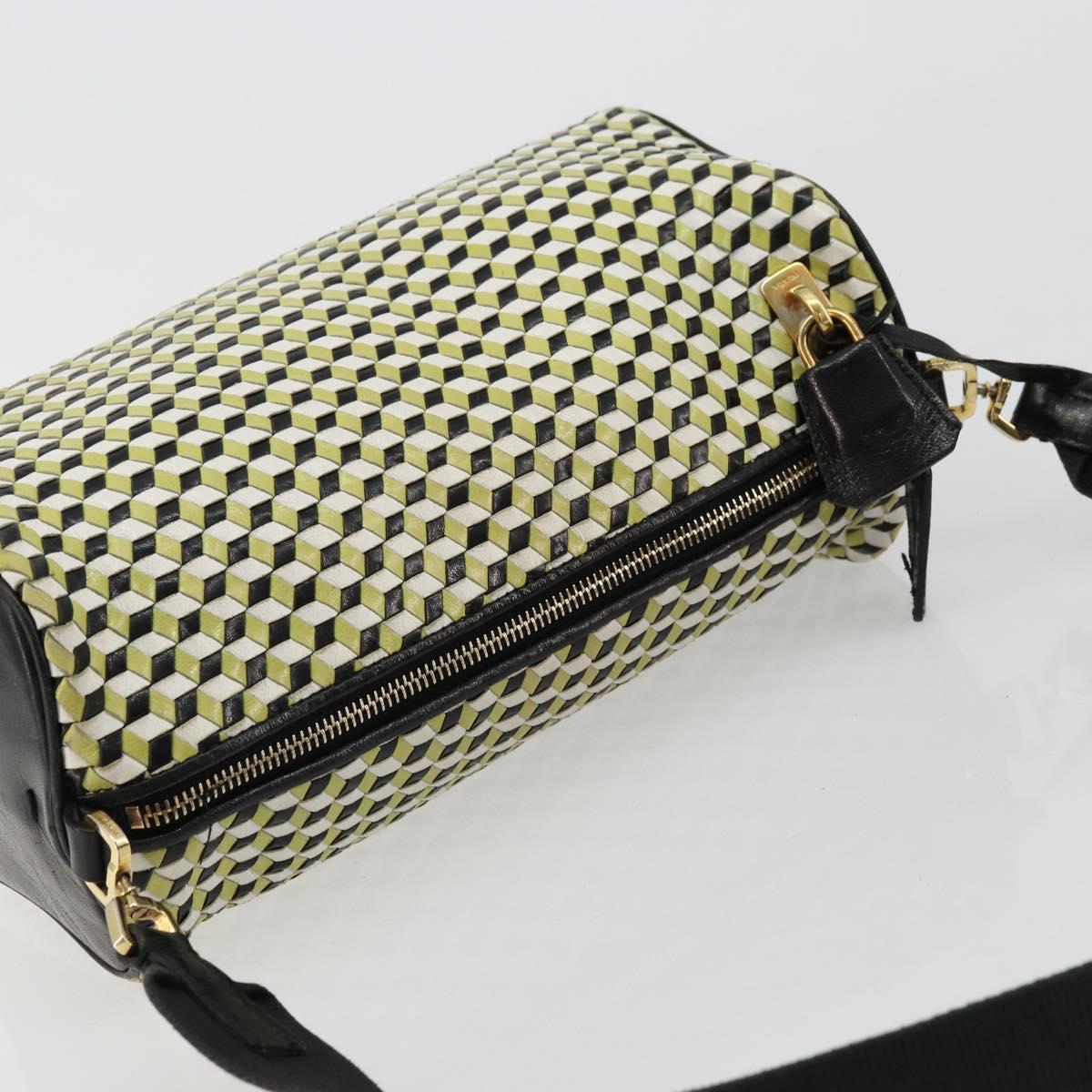 PRADA Shoulder Bag Leather Yellow Gold Auth bs35156