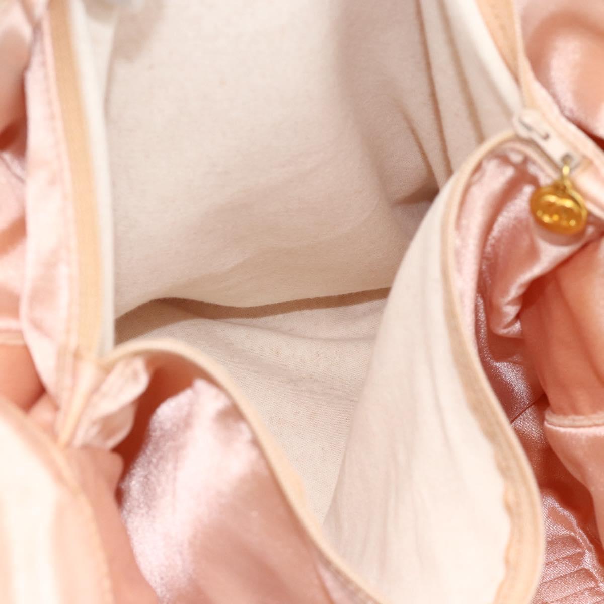 CHANEL Tote Bag Satin Gold Pink CC Auth bs35157