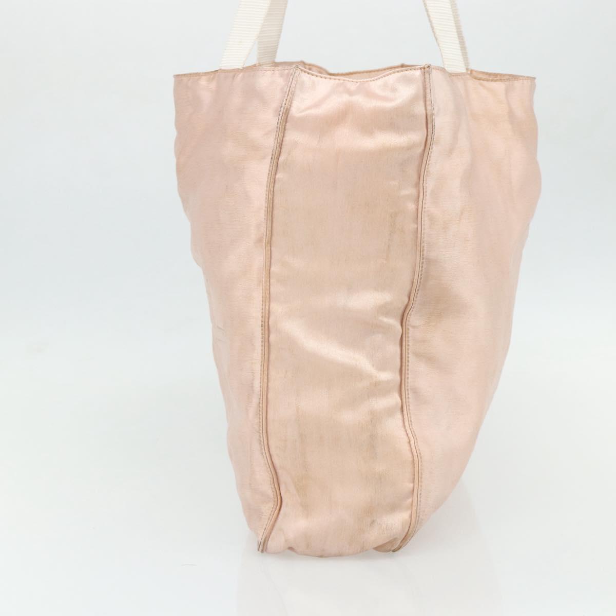 CHANEL Tote Bag Satin Gold Pink CC Auth bs35157
