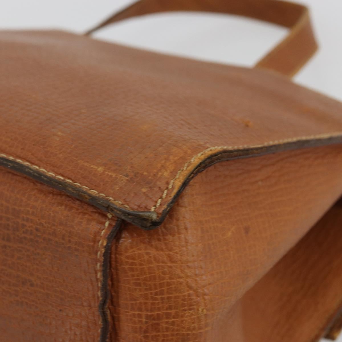LOEWE Hand Bag Leather Brown Gold Auth bs35163