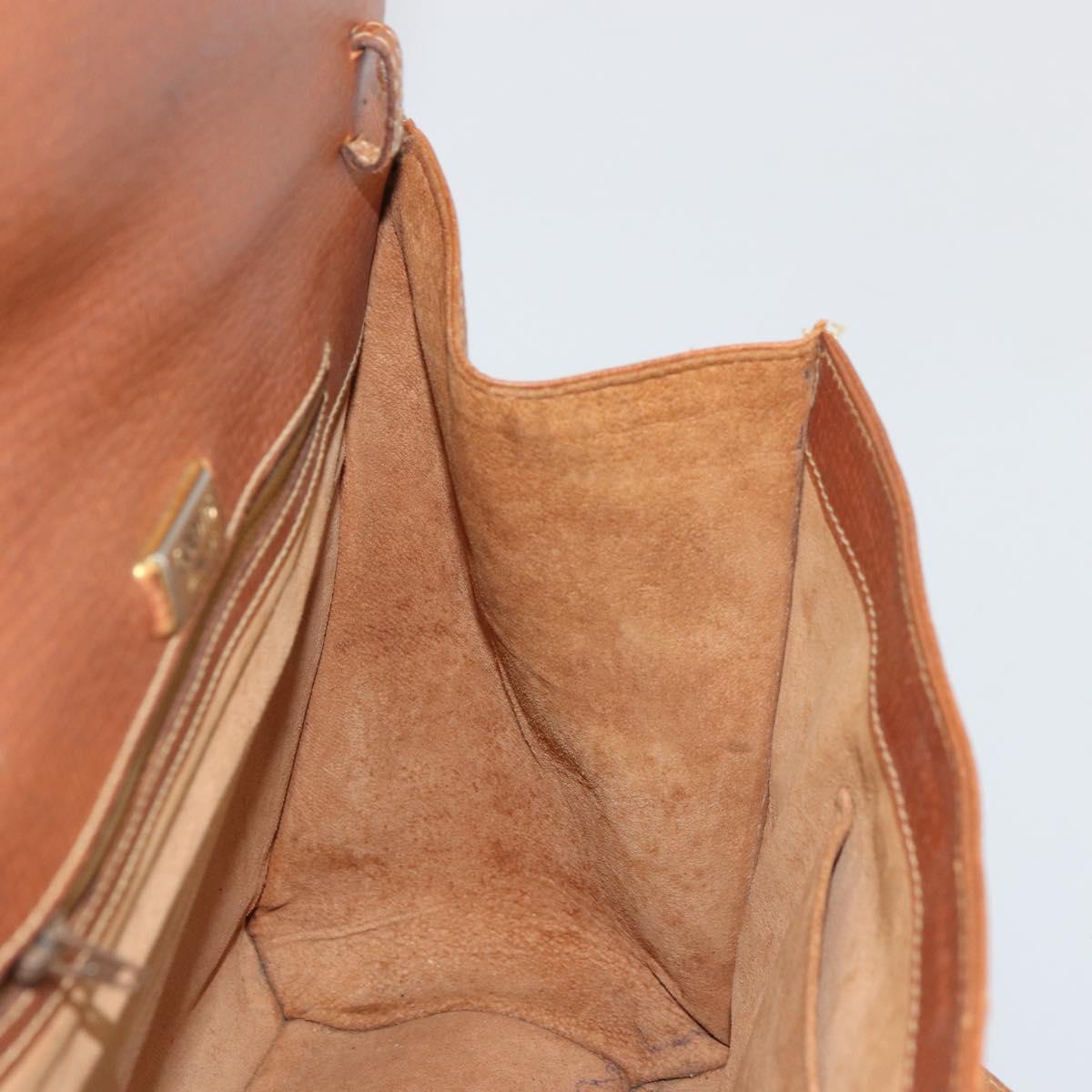 LOEWE Hand Bag Leather Brown Gold Auth bs35163