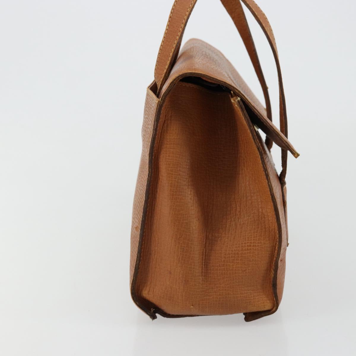 LOEWE Hand Bag Leather Brown Gold Auth bs35163
