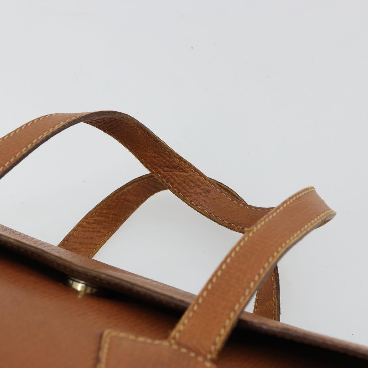 LOEWE Hand Bag Leather Brown Gold Auth bs35163