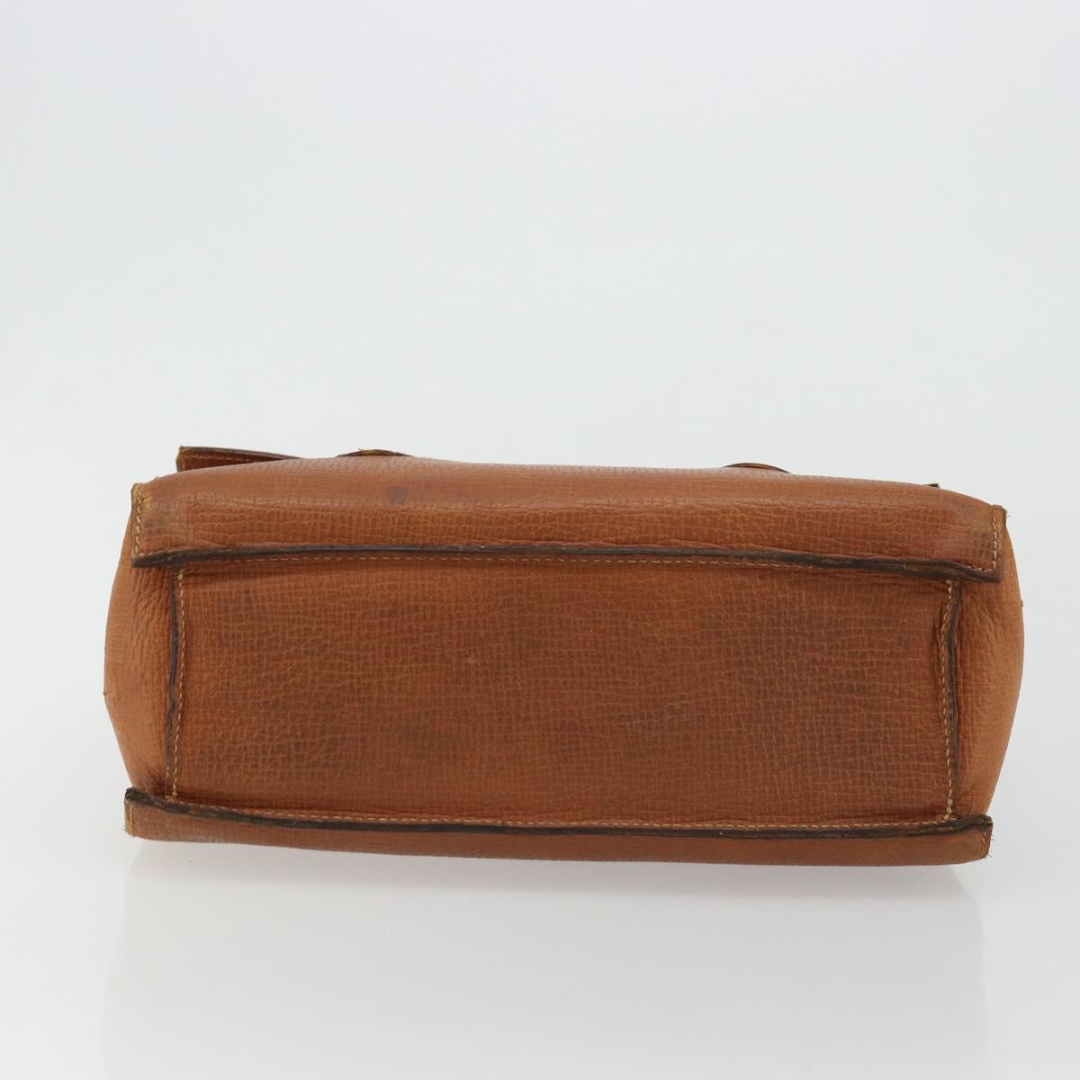 LOEWE Hand Bag Leather Brown Gold Auth bs35163