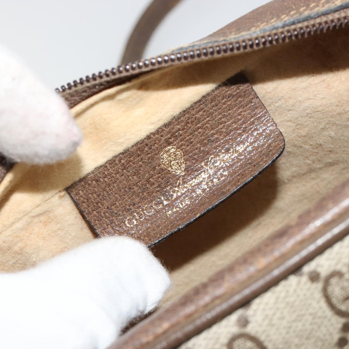 GUCCI GG Supreme Web Sherry Line Bag PVC Beige Gold 98 02 004 Auth bs35165