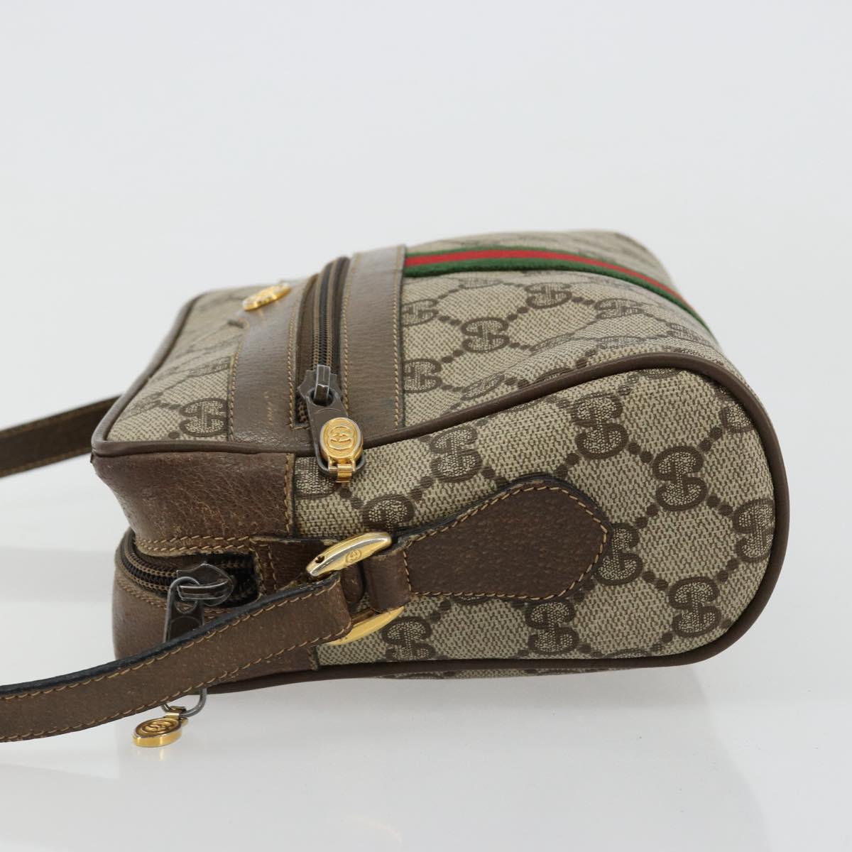 GUCCI GG Supreme Web Sherry Line Bag PVC Beige Gold 98 02 004 Auth bs35165