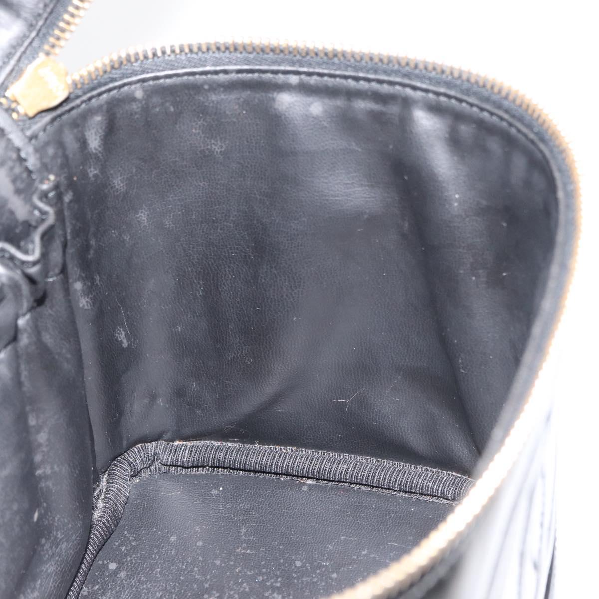 CHANEL Vanity Hand Bag Patent leather Black Gold CC Auth bs35169