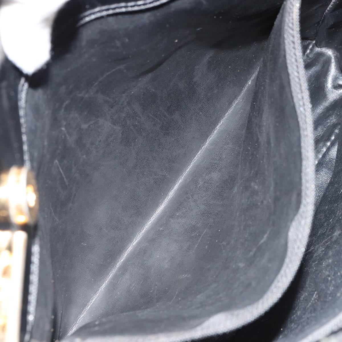 CHANEL Matelasse Chain Tote Bag Patent Leather Black Gold CC Auth bs35172