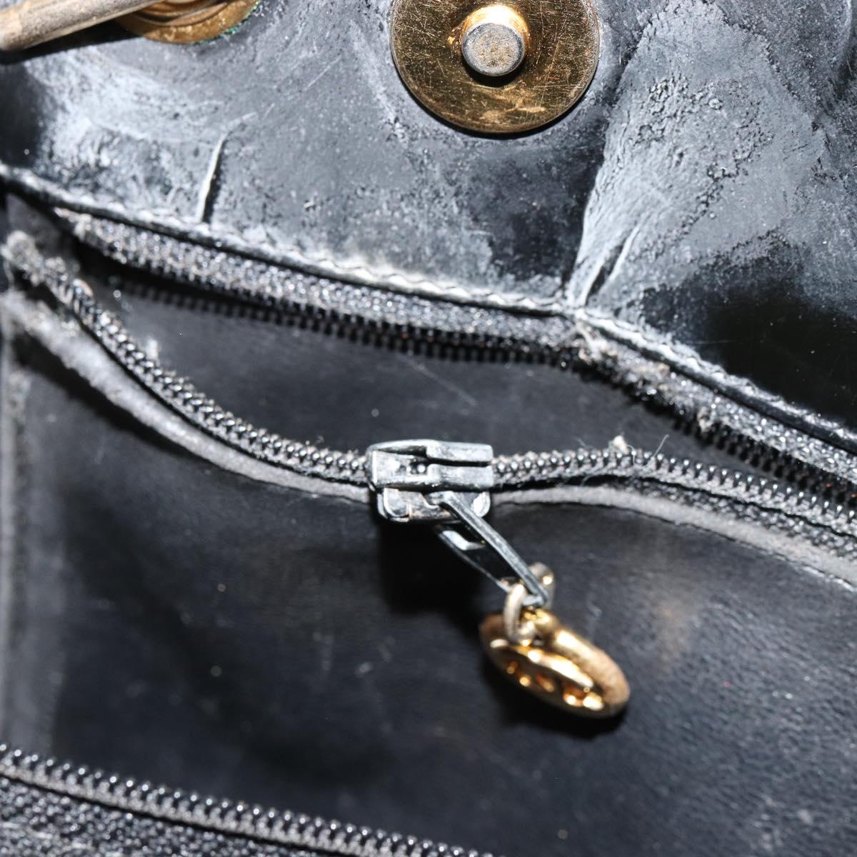 CHANEL Matelasse Chain Tote Bag Patent Leather Black Gold CC Auth bs35172