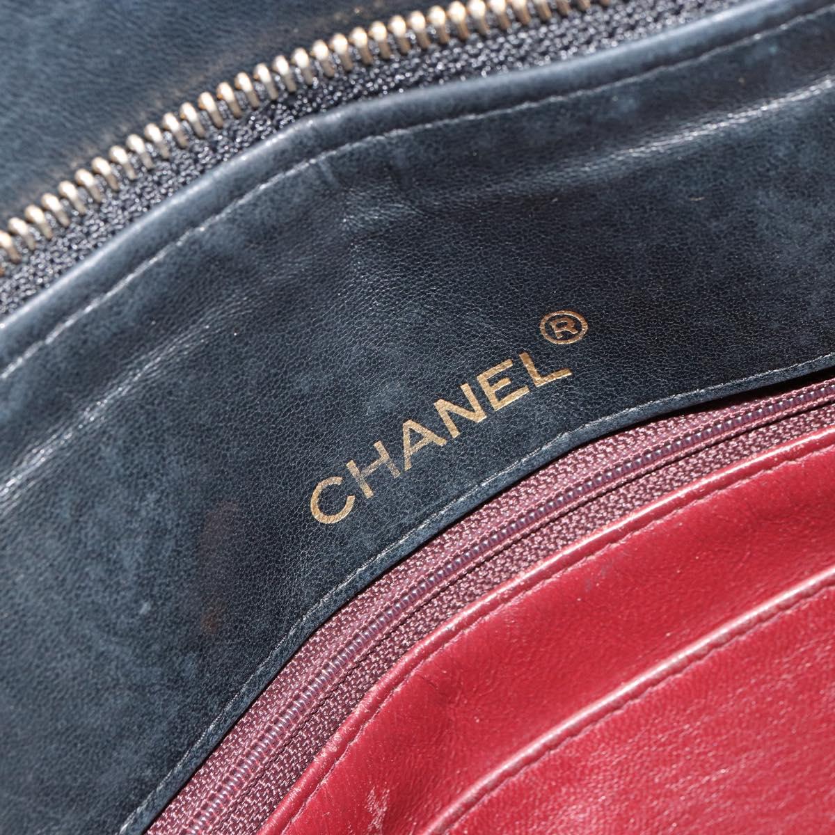 CHANEL Matelasse Chain Shoulder Bag Lamb Skin Black Gold CC Auth bs35173