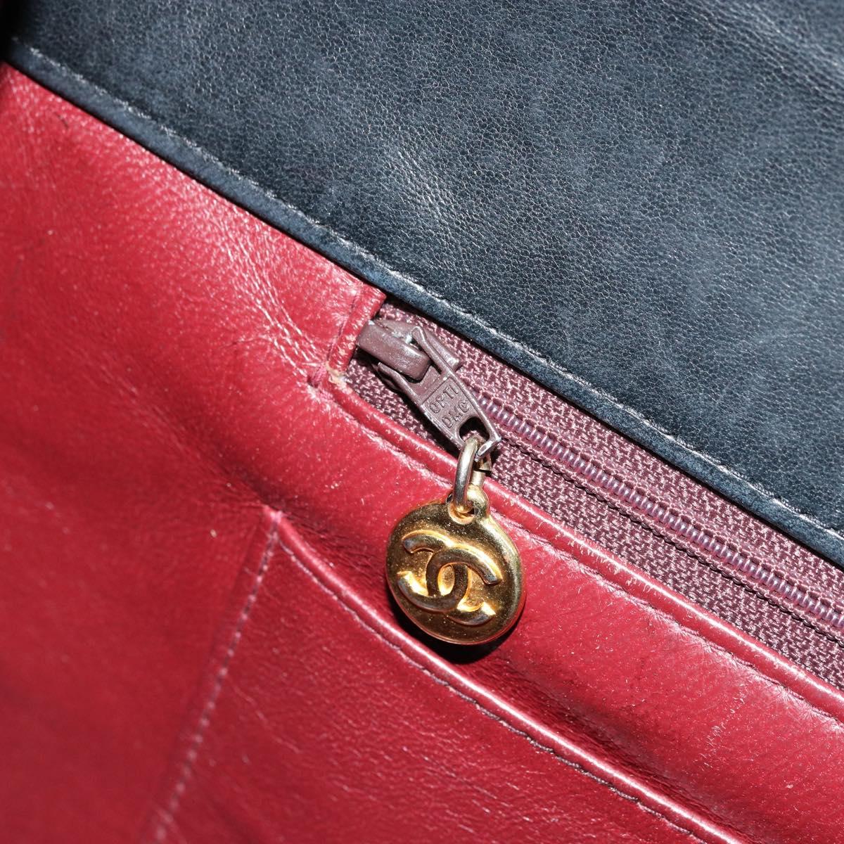 CHANEL Matelasse Chain Shoulder Bag Lamb Skin Black Gold CC Auth bs35173