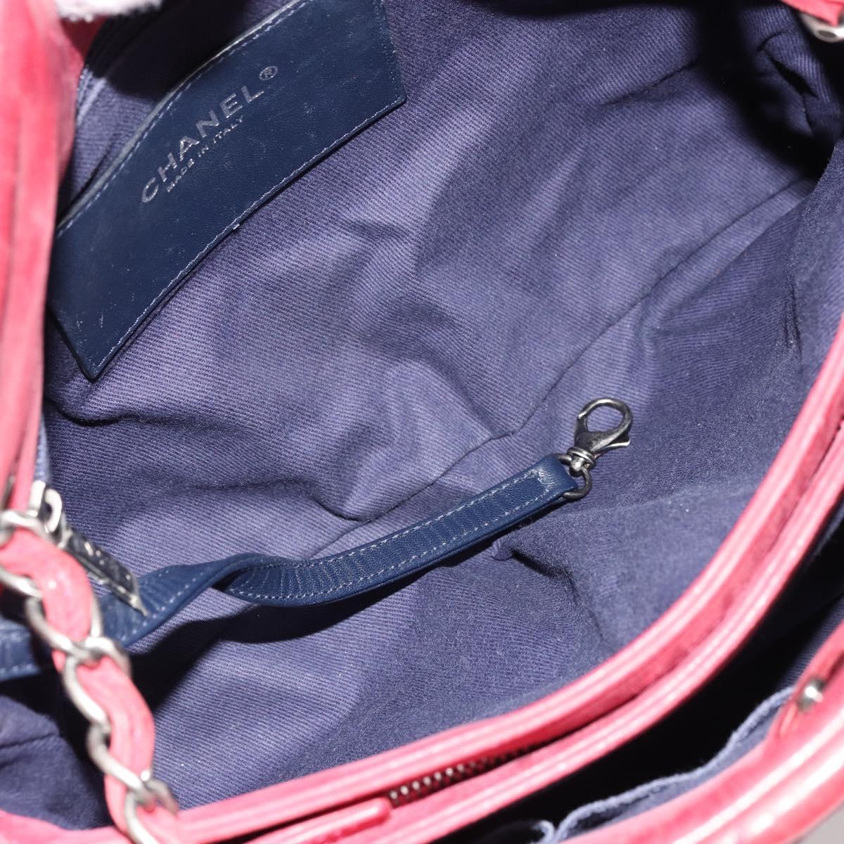 CHANEL Matelasse Chain Tote Bag Leather Pink Silver CC Auth bs35180