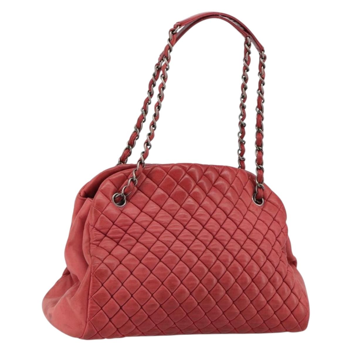 CHANEL Matelasse Chain Tote Bag Leather Pink Silver CC Auth bs35180