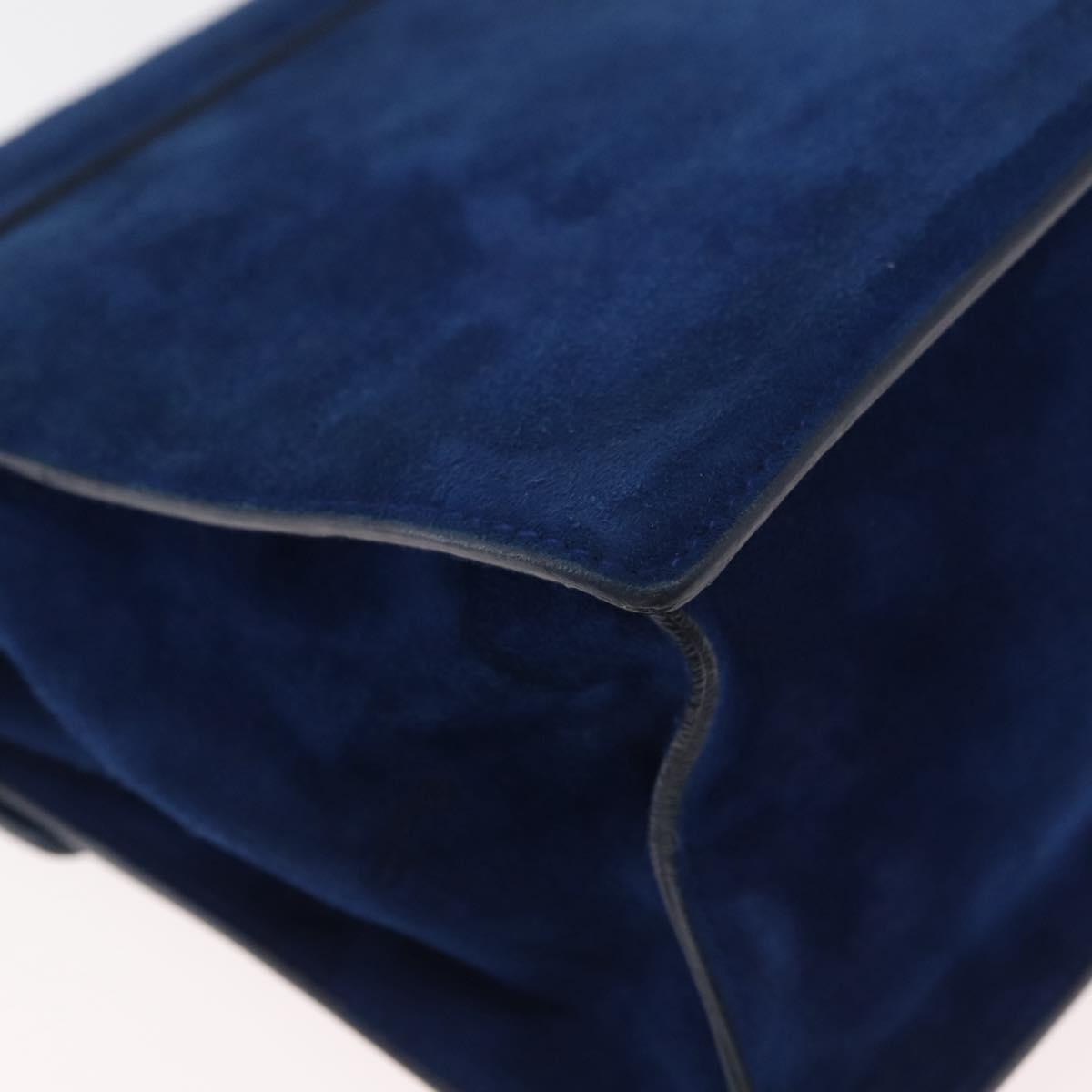PRADA Shoulder Bag Suede Blue Gold Auth bs35183