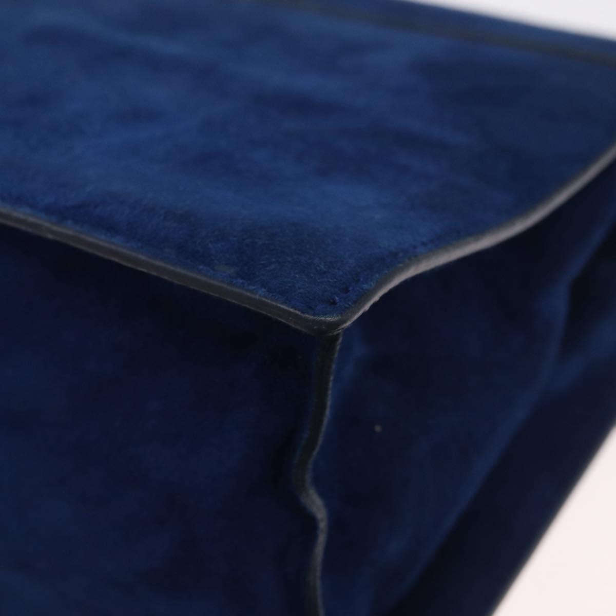 PRADA Shoulder Bag Suede Blue Gold Auth bs35183