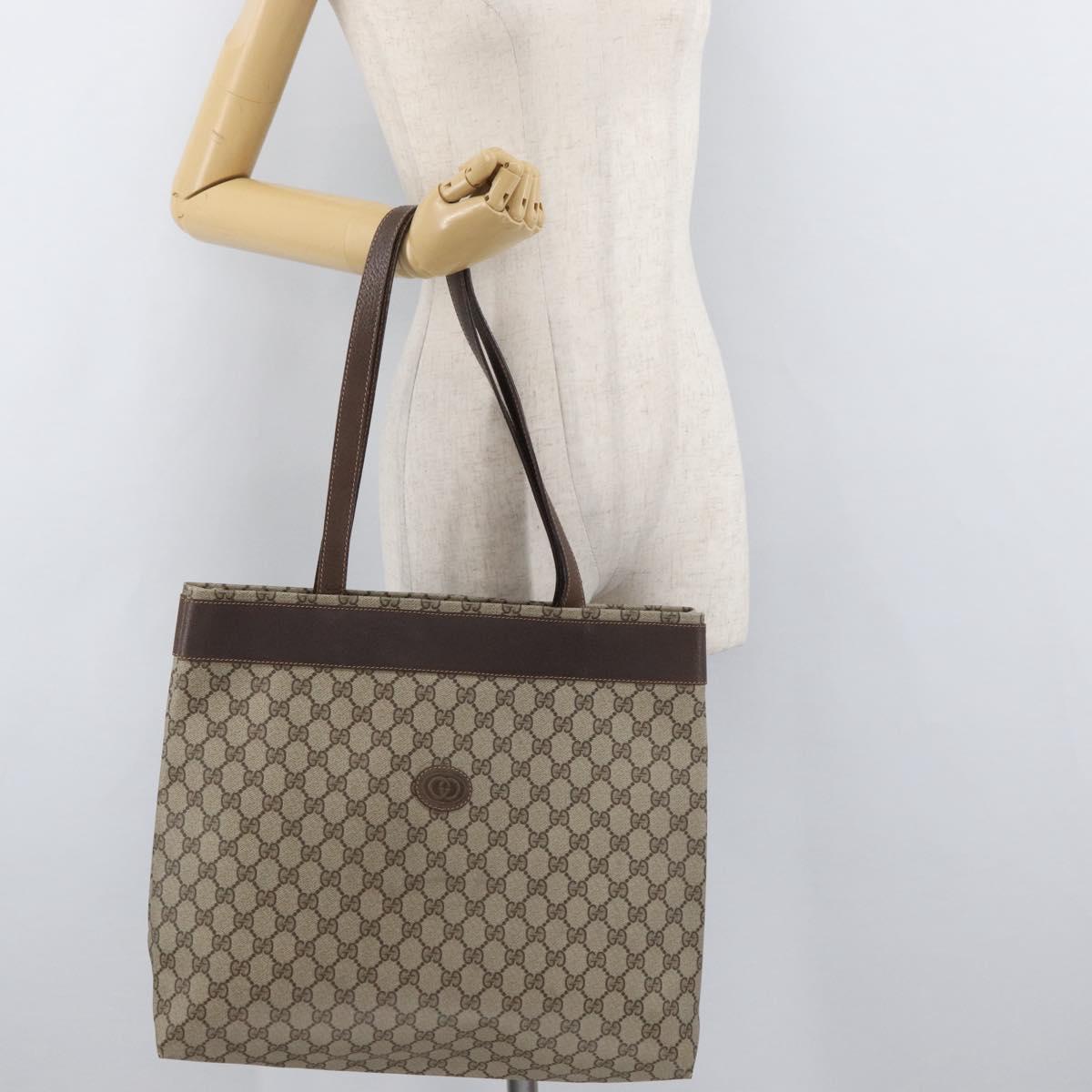 GUCCI GG Supreme Tote Bag PVC Beige 41 02 109 Auth bs35186