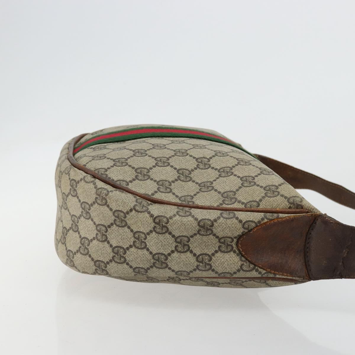 GUCCI GG Supreme Web Sherry Line Shoulder Bag Beige 10 02 008 Auth bs35187