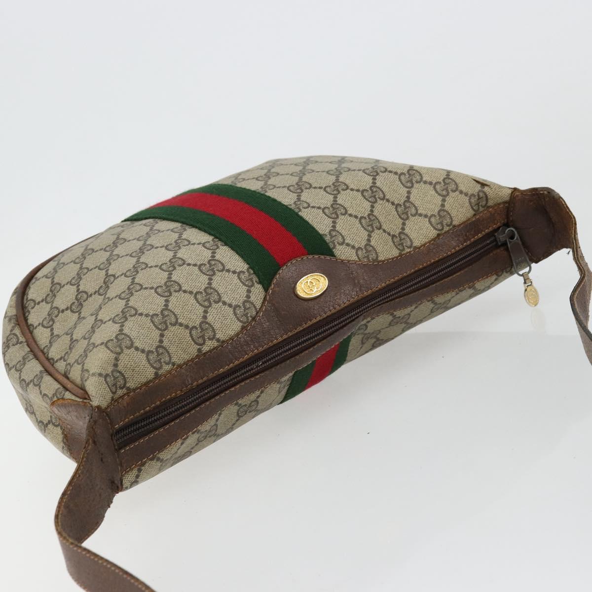 GUCCI GG Supreme Web Sherry Line Shoulder Bag Beige 10 02 008 Auth bs35187