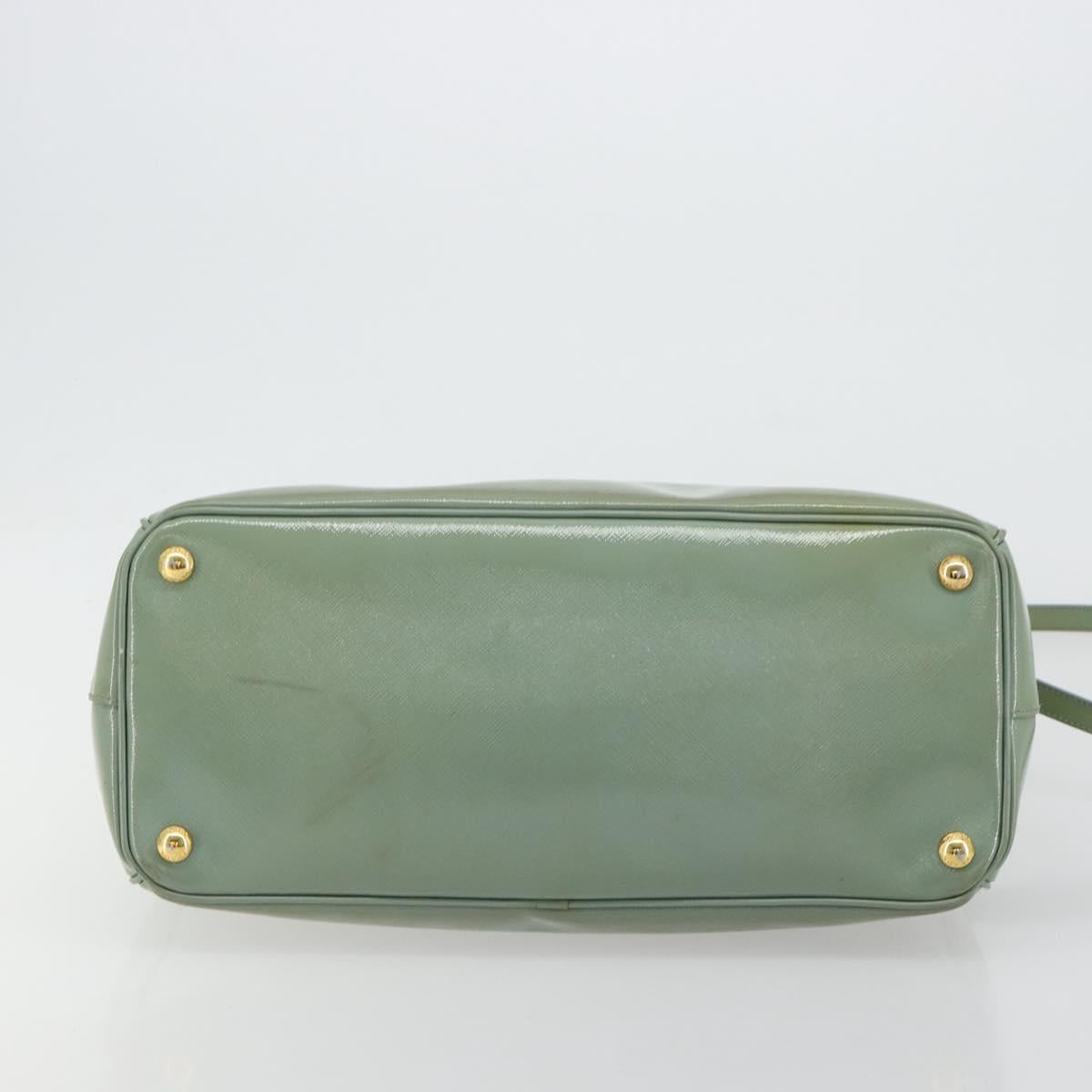 PRADA Galleria Hand Bag Safiano leather 2way Green Gold Auth bs35189