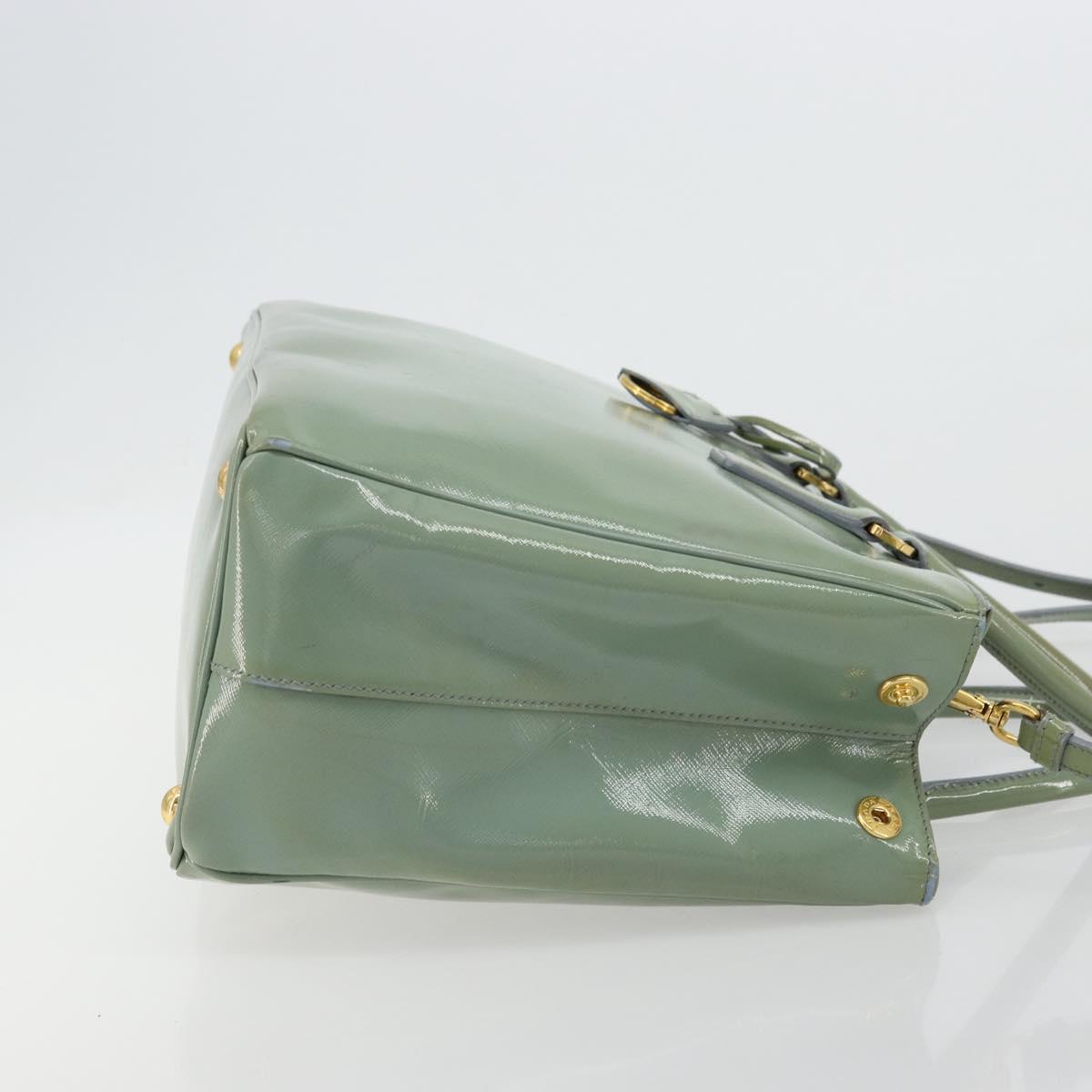 PRADA Galleria Hand Bag Safiano leather 2way Green Gold Auth bs35189
