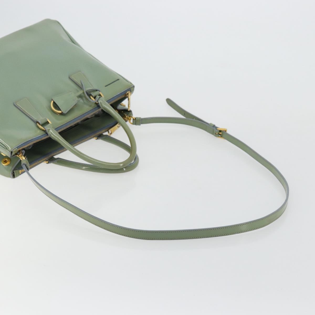 PRADA Galleria Hand Bag Safiano leather 2way Green Gold Auth bs35189
