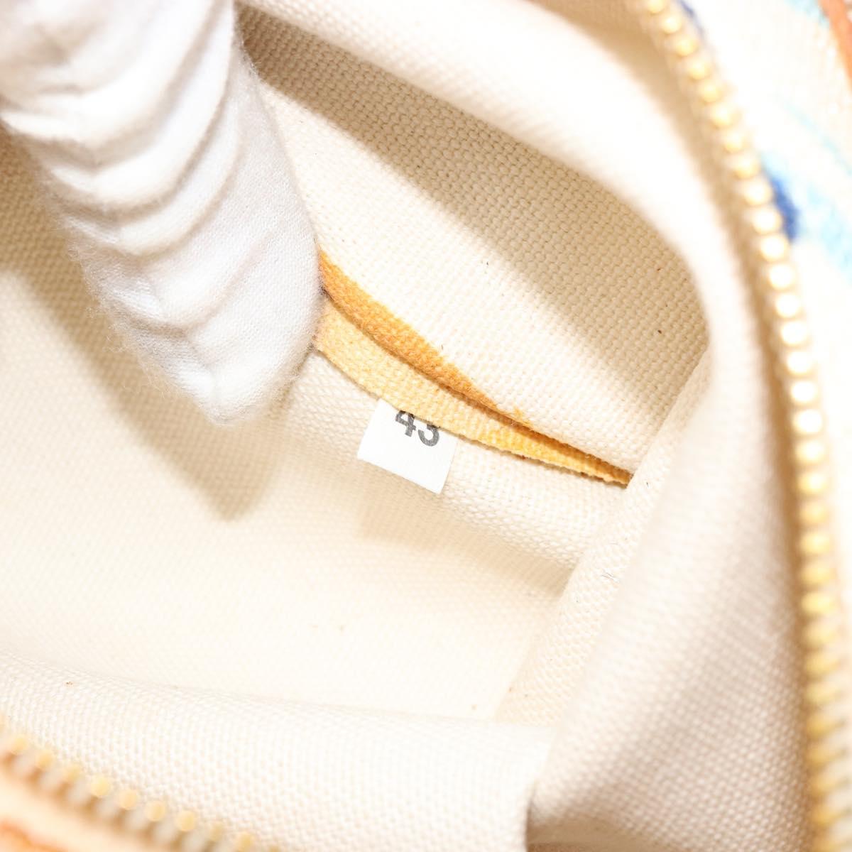 Miu Miu Hand Bag Canvas White Gold Auth bs35192