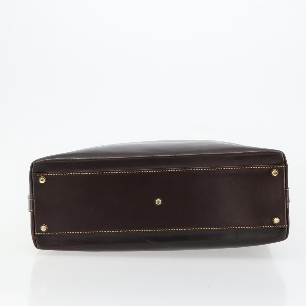 FENDI Hand Bag Leather Brown Gold Auth bs35193