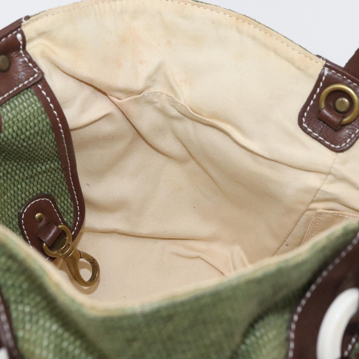 BURBERRY Blue Label Hand Bag straw Green Auth bs35195