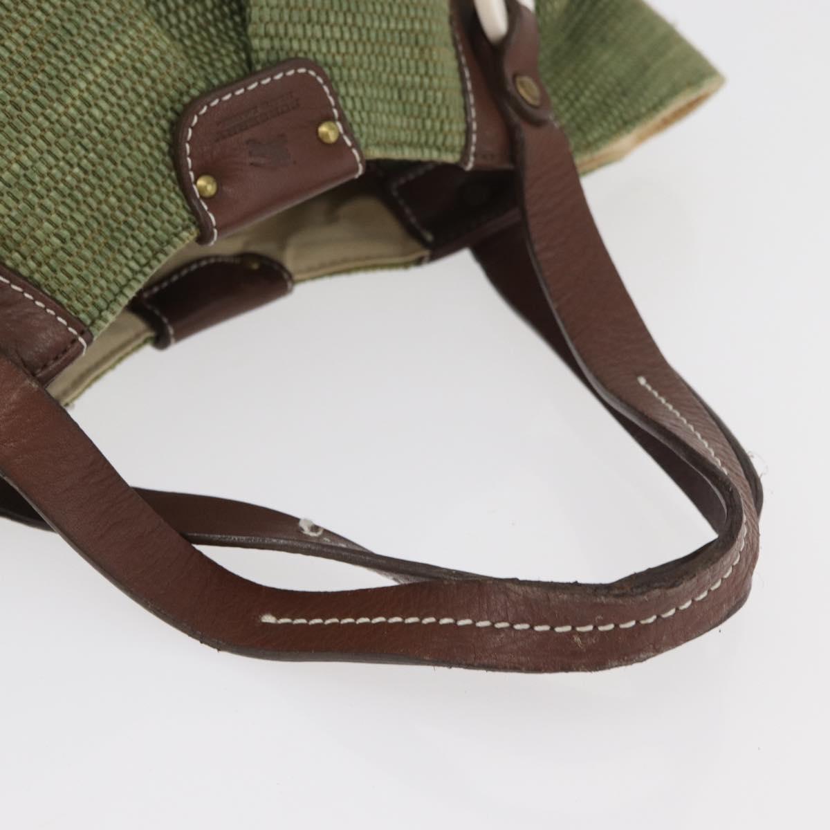 BURBERRY Blue Label Hand Bag straw Green Auth bs35195