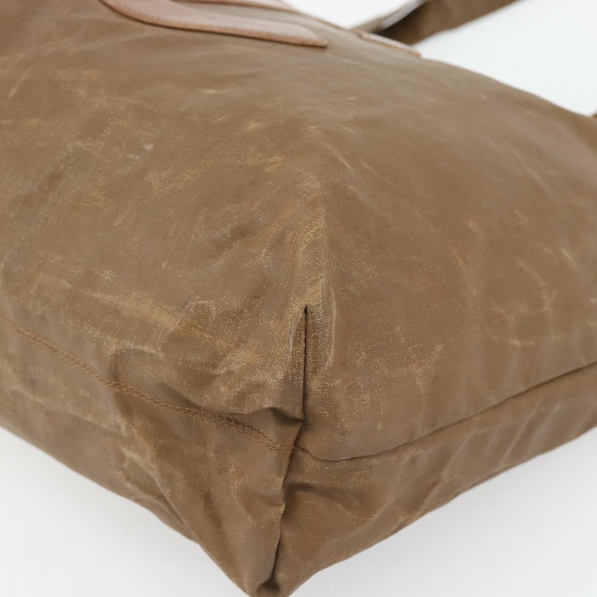 CHANEL Tote Bag Coated Canvas Brown CC Auth bs35205